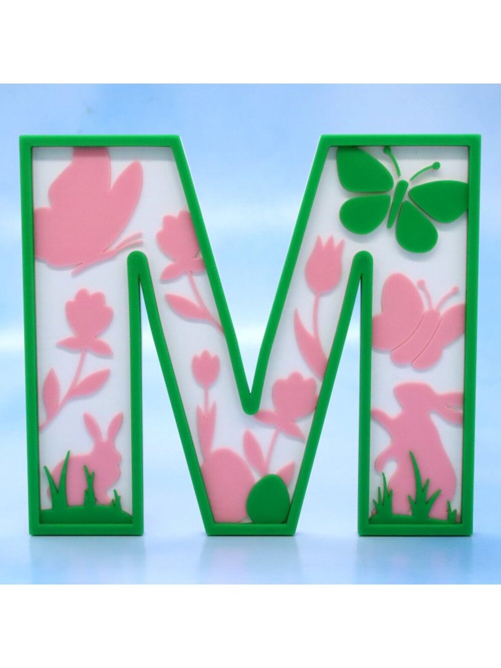 Custom Bunny Floral 6" Letter Decor Customized Colors Nursery Kids Room